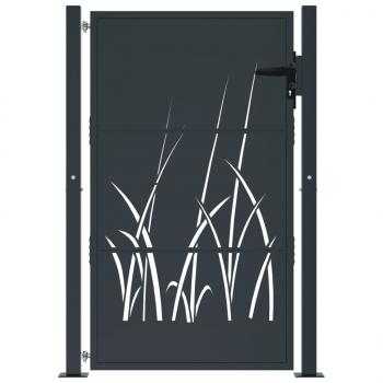 Gartentor Anthrazit 105x130 cm Stahl Gras-Design