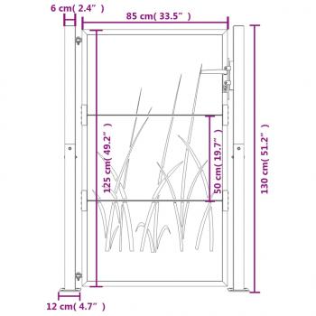 Gartentor Anthrazit 105x130 cm Stahl Gras-Design