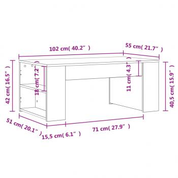 Couchtisch Schwarz 102x55x42 cm Holzwerkstoff