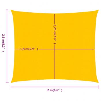 Sonnensegel 160 g/m² Rechteckig Gelb 2x2,5 m HDPE