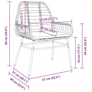 Gartenstühle 2 Stk. mit Kissen Braun Poly Rattan