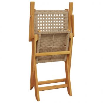 Gartenstühle 2 Stk. Beige Massivholz Akazie und Poly Rattan