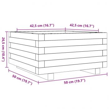 Pflanzkübel Wachsbraun 50x50x26,5 cm Massivholz Kiefer