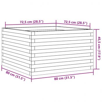 Pflanzkübel Wachsbraun 80x80x45,5 cm Massivholz Kiefer