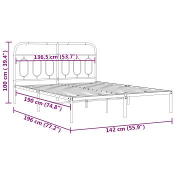 Bettgestell mit Kopfteil Metall Schwarz 135x190 cm