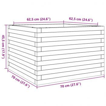 Pflanzkübel Wachsbraun 70x70x45,5 cm Massivholz Kiefer