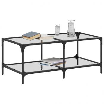 Couchtisch mit Glasplatte Transparent 98,5x50x40 cm Stahl