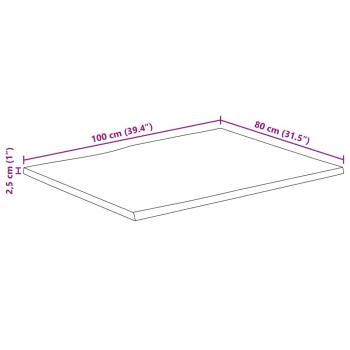 Tischplatte mit Baumkante 100x80x2,5 cm Massivholz Mango