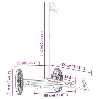 Fahrradanhänger Schwarz 135x68x37 cm Eisen