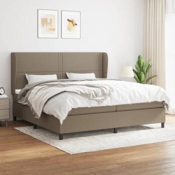 ARDEBO.de - Boxspringbett mit Matratze Taupe 200x200 cm Stoff