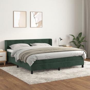 ARDEBO.de - Boxspringbett mit Matratze Dunkelgrün 160x200 cm Samt