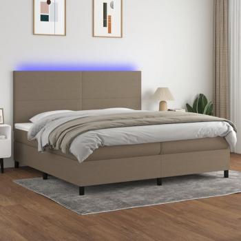 ARDEBO.de - Boxspringbett mit Matratze & LED Taupe 200x200 cm Stoff