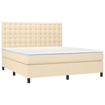 Boxspringbett mit Matratze & LED Creme 160x200 cm Stoff