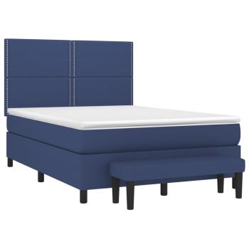 Boxspringbett mit Matratze Blau 140x190 cm Stoff