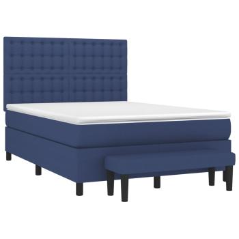 Boxspringbett mit Matratze Blau 140x190 cm Stoff