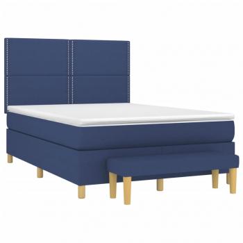 Boxspringbett mit Matratze Blau 140x190 cm Stoff