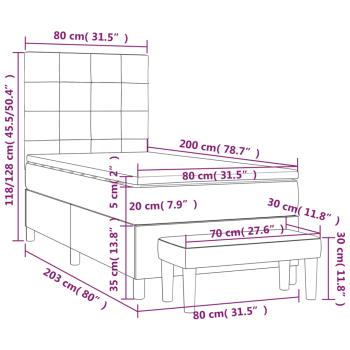 Boxspringbett mit Matratze Taupe 80x200 cm Stoff