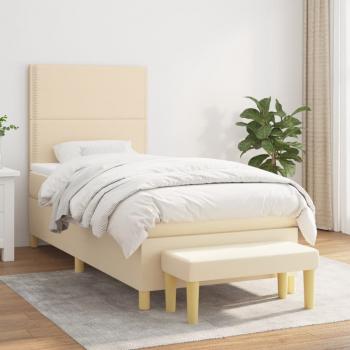 ARDEBO.de - Boxspringbett mit Matratze Creme 90x190 cm Stoff