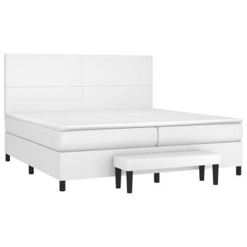 Boxspringbett mit Matratze Weiß 200x200 cm Kunstleder