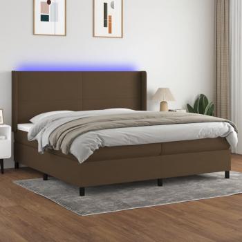 ARDEBO.de - Boxspringbett mit Matratze & LED Dunkelbraun 200x200 cm Stoff