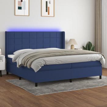 ARDEBO.de - Boxspringbett mit Matratze & LED Blau 200x200 cm Stoff