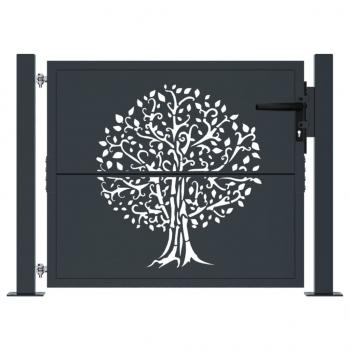 Gartentor Anthrazit 105x105 cm Stahl Baum-Design