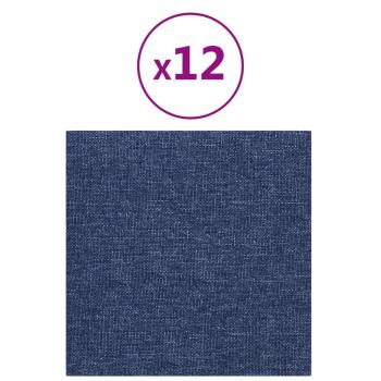 Wandpaneele 12 Stk. Blau 30x30 cm Stoff 1,08 m²