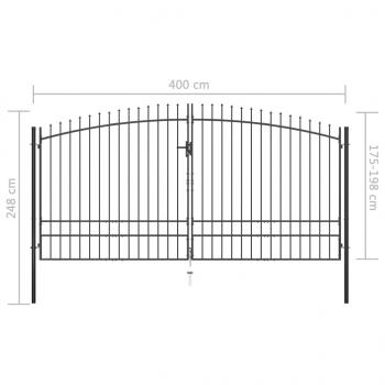 Doppelflügel-Gartentor mit Speerspitzen 400 x 248 cm