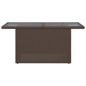 Gartentisch mit Glasplatte Braun 100x55x73 cm Poly Rattan