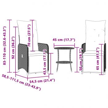 Outdoor-Lehnstühle 2 Stk. mit Tisch Schwarz Poly-Rattan