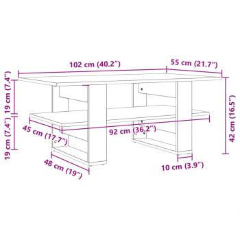 Couchtisch Sonoma-Eiche 102x55x42 cm Holzwerkstoff