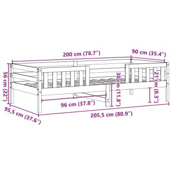 Massivholzbett ohne Matratze Wachsbraun 90x200 Kiefernholz