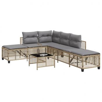 ARDEBO.de - 3-tlg. Garten-Ecksofa-Set mit Kissen Beige Poly Rattan