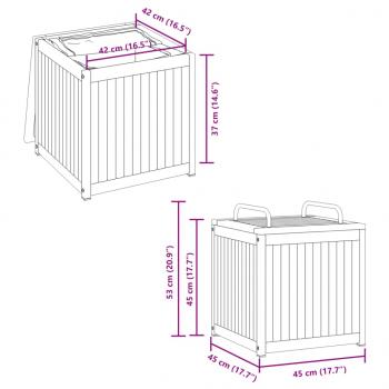 Gartenbox 45x45x45/53 cm Massivholz Akazie und Stahl