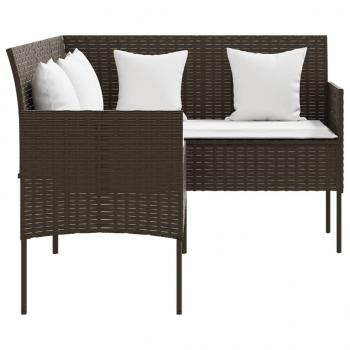 5-tlg. Sofagarnitur in L-Form mit Kissen Poly Rattan Braun