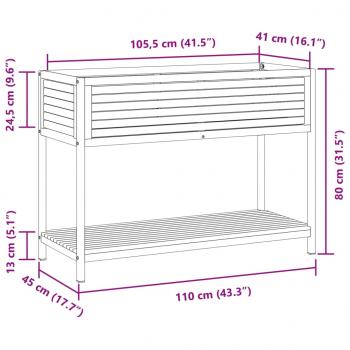 Pflanzkübel mit Ablage 110x45x80 cm Massivholz Akazie und Stahl