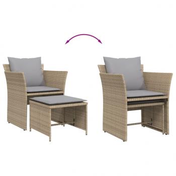 Gartenstuhl mit Fußhocker Beige Poly Rattan