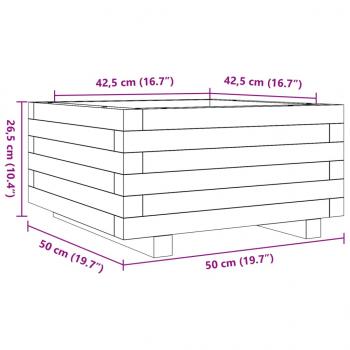 Pflanzkübel Weiß 50x50x26,5 cm Massivholz Kiefer