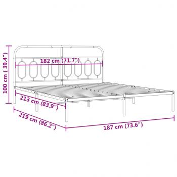 Bettgestell mit Kopfteil Metall Schwarz 183x213 cm