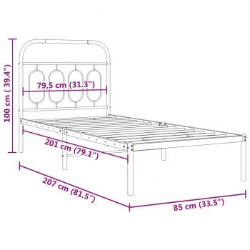 Bettgestell mit Kopfteil Metall Weiß 80x200 cm