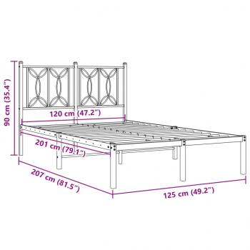 Bettgestell mit Kopfteil Metall Schwarz 120x200 cm