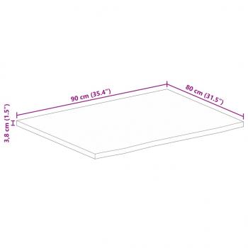 Tischplatte mit Baumkante 90x80x3,8 cm Massivholz Mango