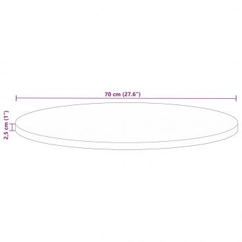 Tischplatte Ø 70x2,5 cm Rund Altholz Massiv