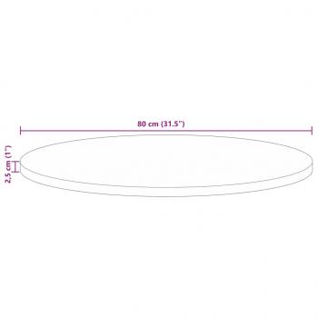 Tischplatte Ø 80x2,5 cm Rund Altholz Massiv