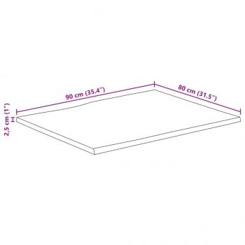 Tischplatte mit Baumkante 90x80x2,5 cm Massivholz Mango