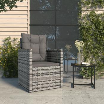 ARDEBO.de - Gartensessel mit Kissen Grau Poly Rattan