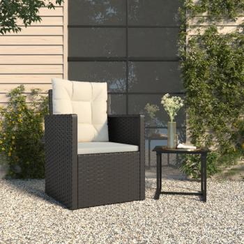 ARDEBO.de - Gartensessel mit Kissen Schwarz Poly Rattan