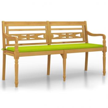 Batavia-Bank mit Hellgrünem Kissen 150 cm Massivholz Teak