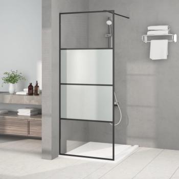 ARDEBO.de - Duschwand für Walk-In Dusche Schwarz 80x195 cm ESG Halbmattiert