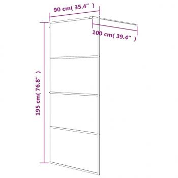 Duschwand für Begehbare Dusche Schwarz 90x195cm Halbmatt ESG